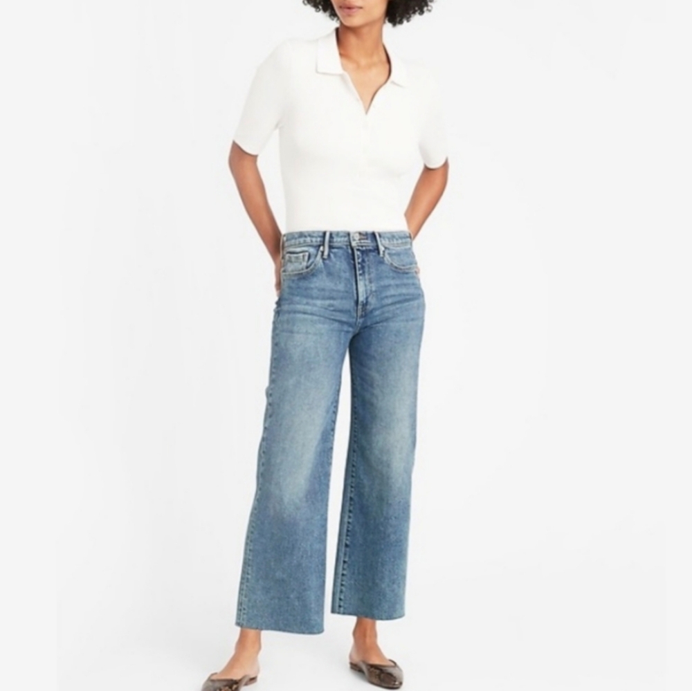 Banana Republic High Rise Wide Leg Cropped Jeans